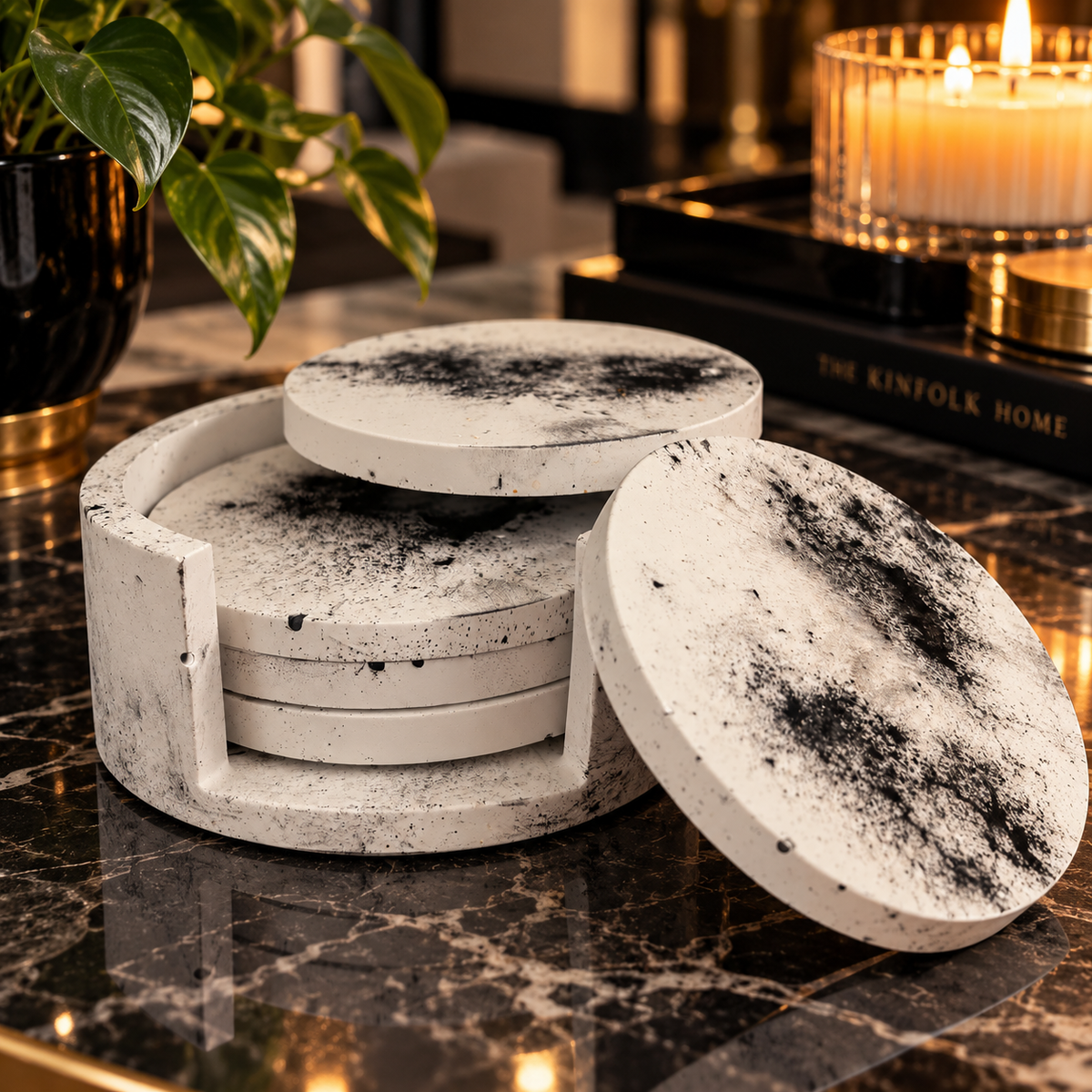 Artisan Round Marbled Coaster Set
