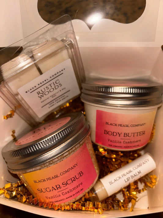 Holiday Glow Bundle- Body Butter+ Sugar Scrub + Lip Balm + Wax Melts